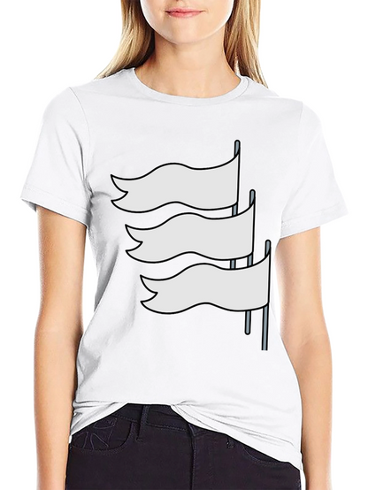 Black T-Shirt with White Flag Graphic Design