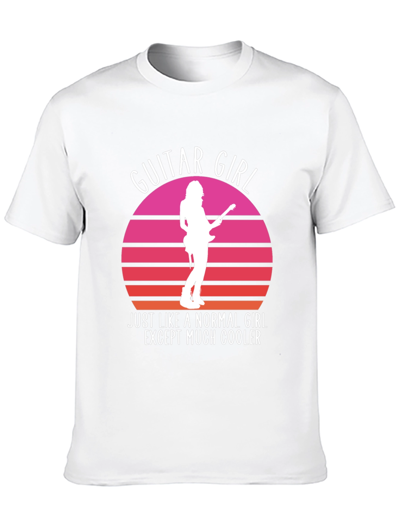 Guitar Girl Cool Retro Sunset T-Shirt