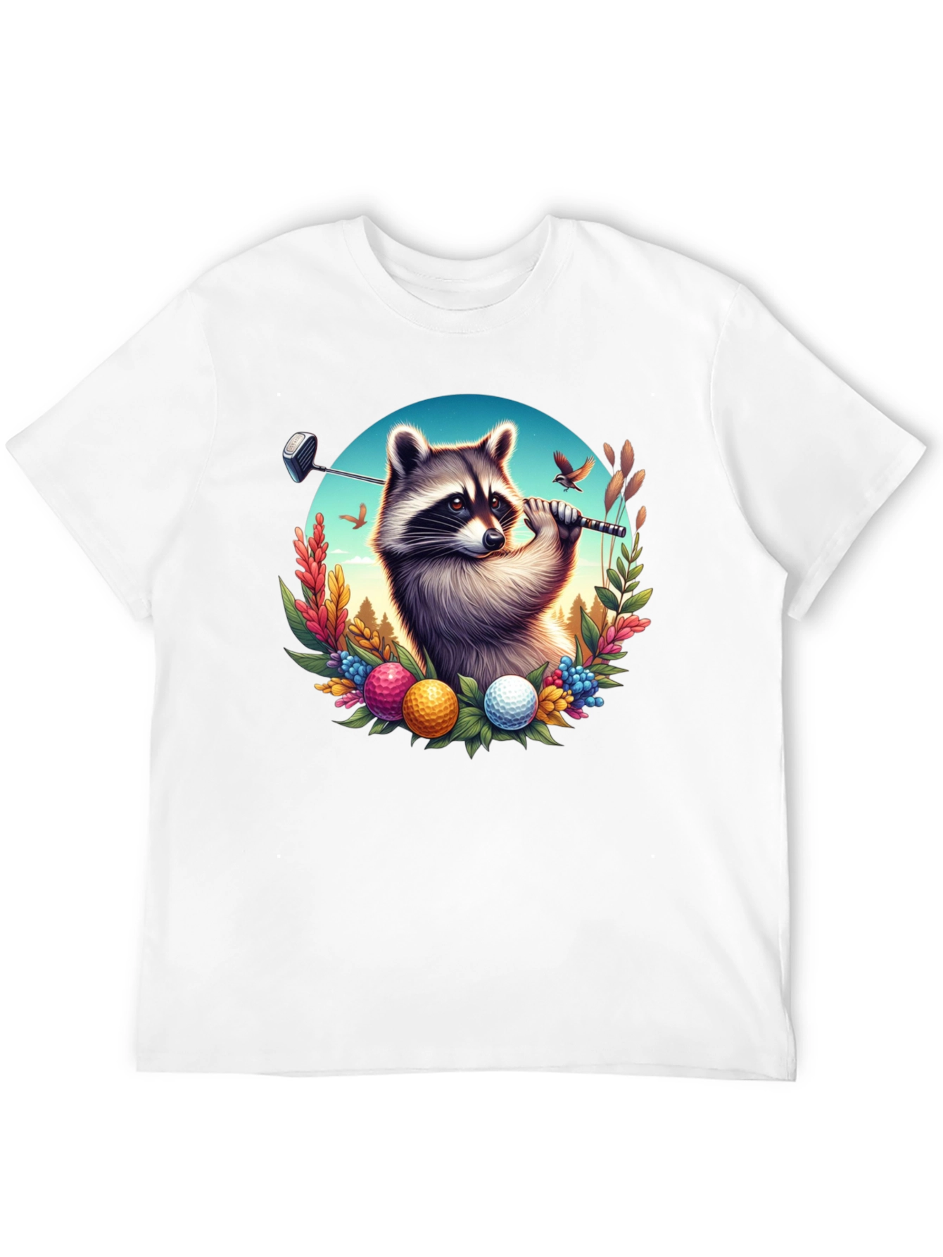 Raccoon Golfer Graphic T-Shirt