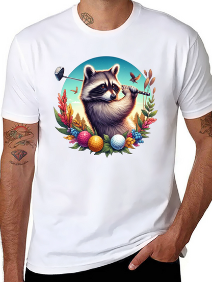 Raccoon Golfer Graphic T-Shirt