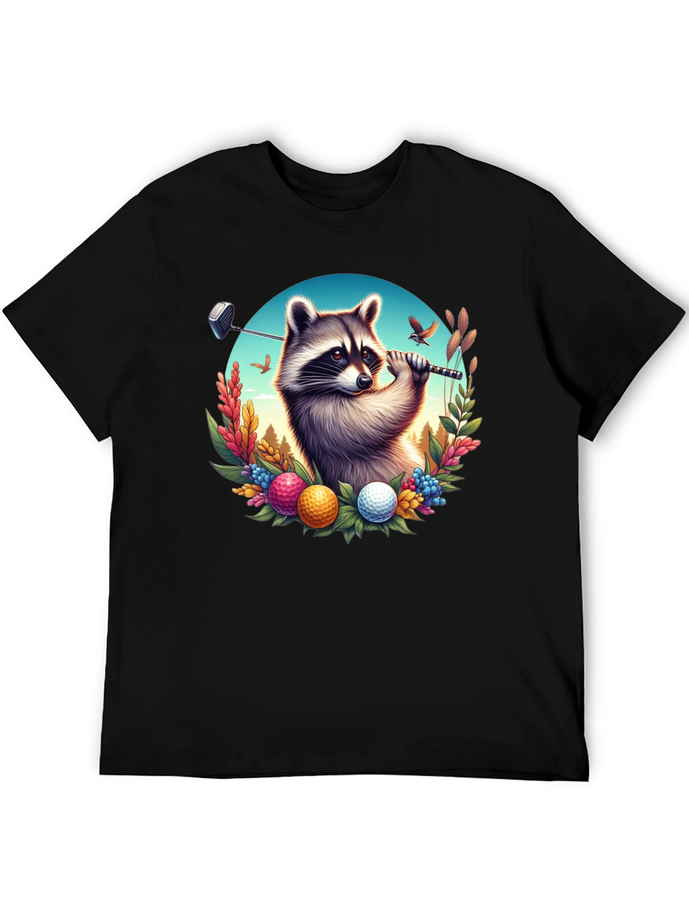 Raccoon Golfer Graphic T-Shirt