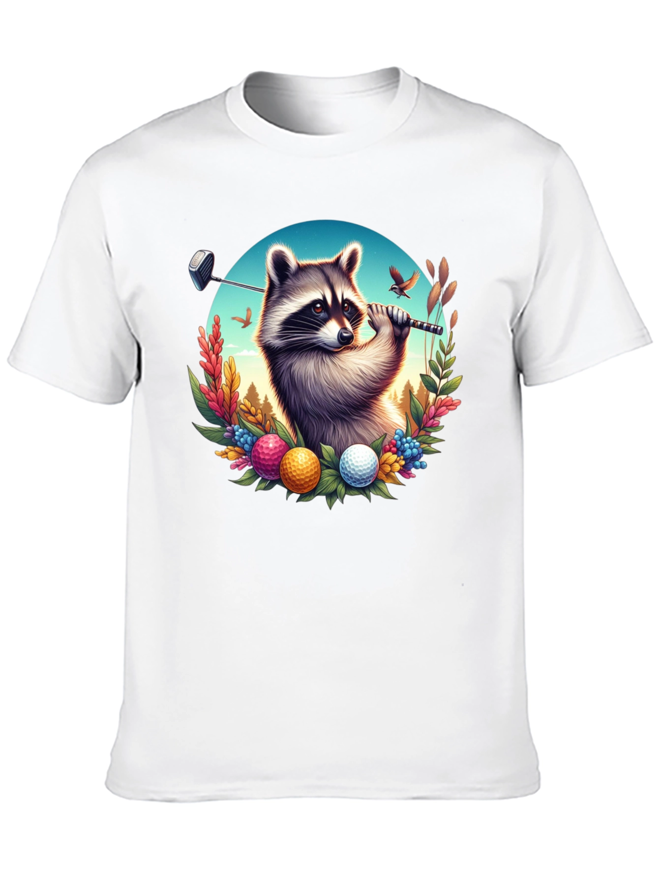 Raccoon Golfer Graphic T-Shirt