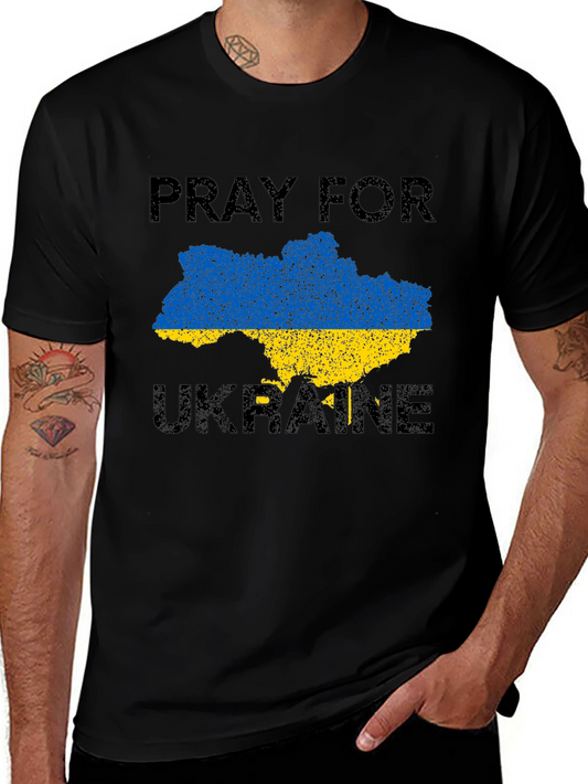 Pray for Ukraine T-Shirt: Blue & Yellow Ukraine Map