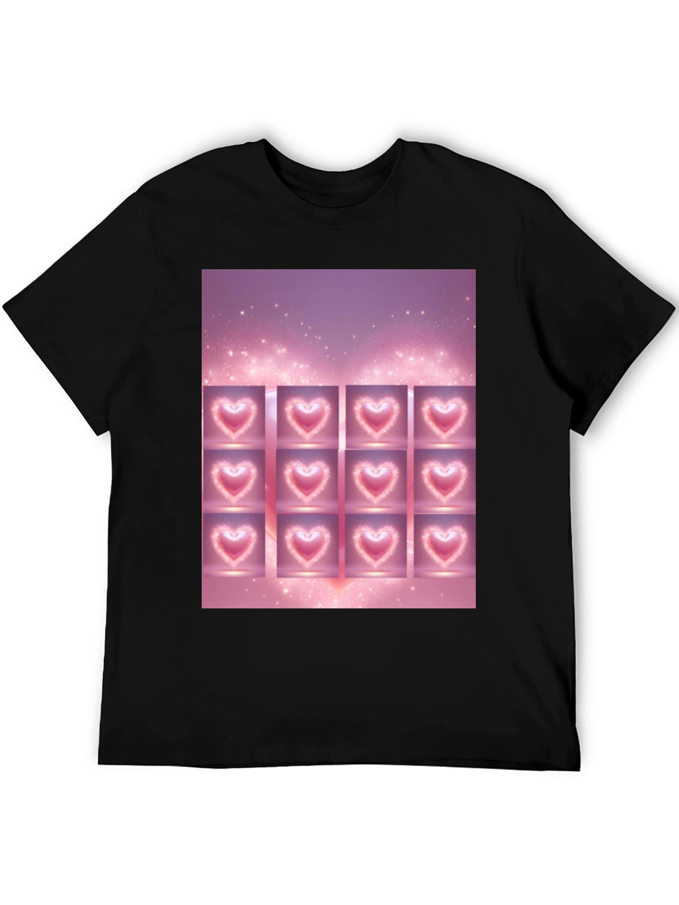 Heart Grid Graphic Tee - Trendy Black T-Shirt