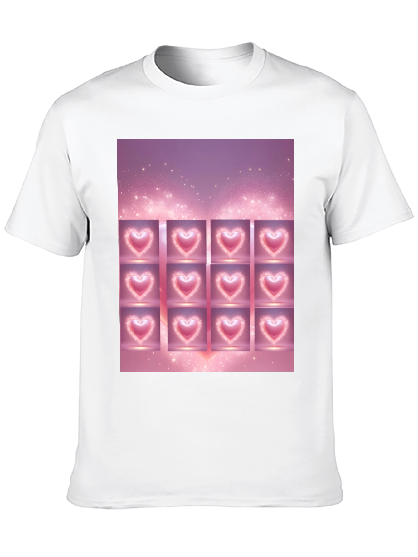 Heart Grid Graphic Tee - Trendy Black T-Shirt