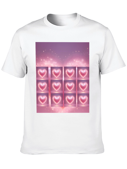 Heart Grid Graphic Tee - Trendy Black T-Shirt