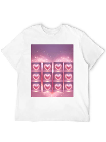 Heart Grid Graphic Tee - Trendy Black T-Shirt