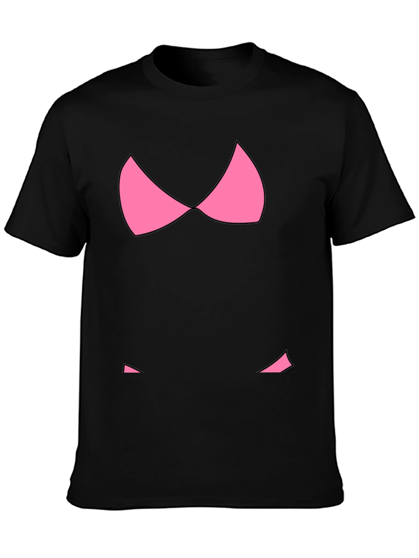 Funny Pink Bikini Top Graphic T-Shirt - Black