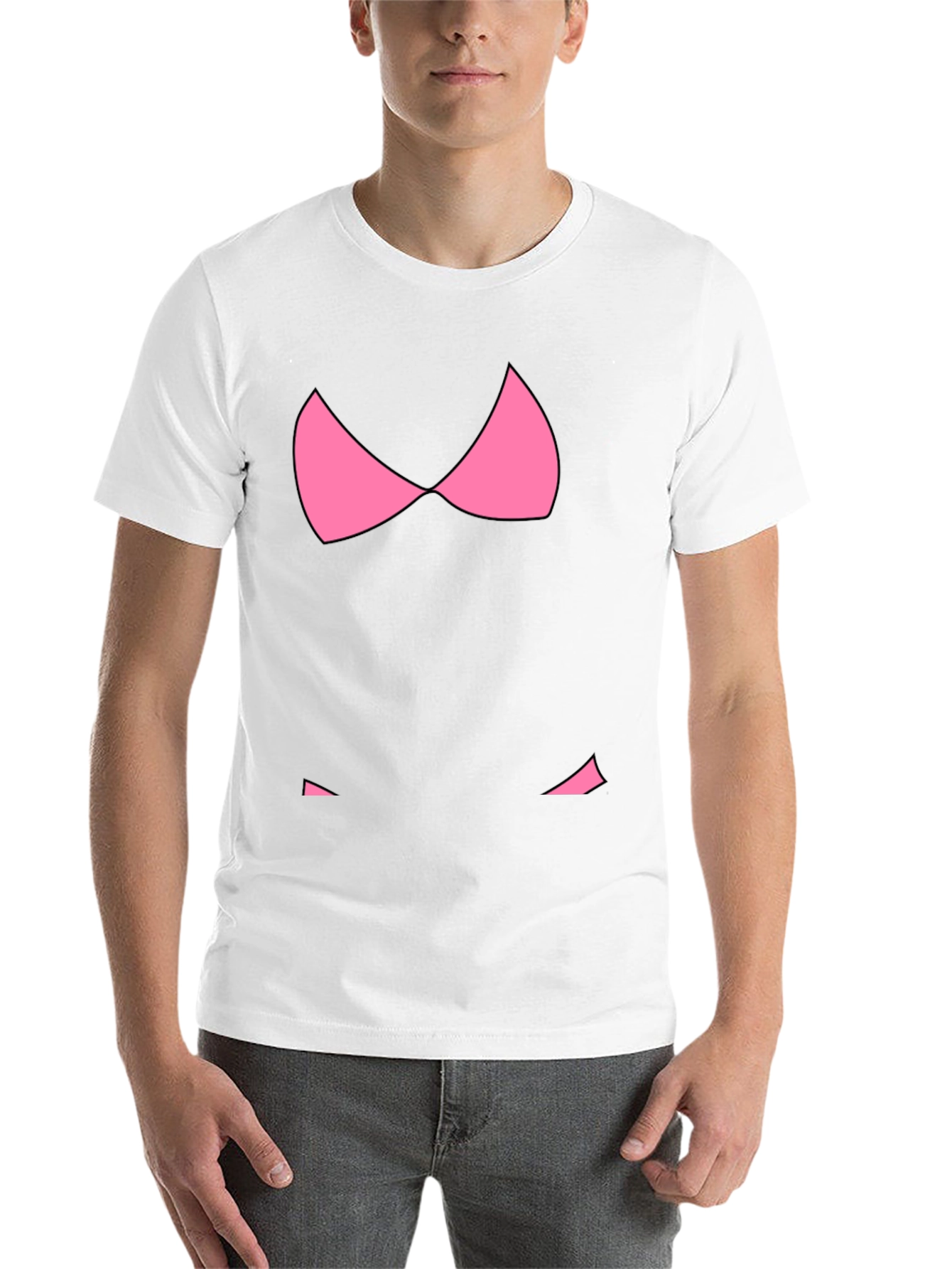 Funny Pink Bikini Top Graphic T-Shirt - Black
