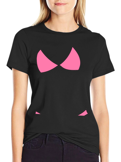 Funny Pink Bikini Top Graphic T-Shirt - Black
