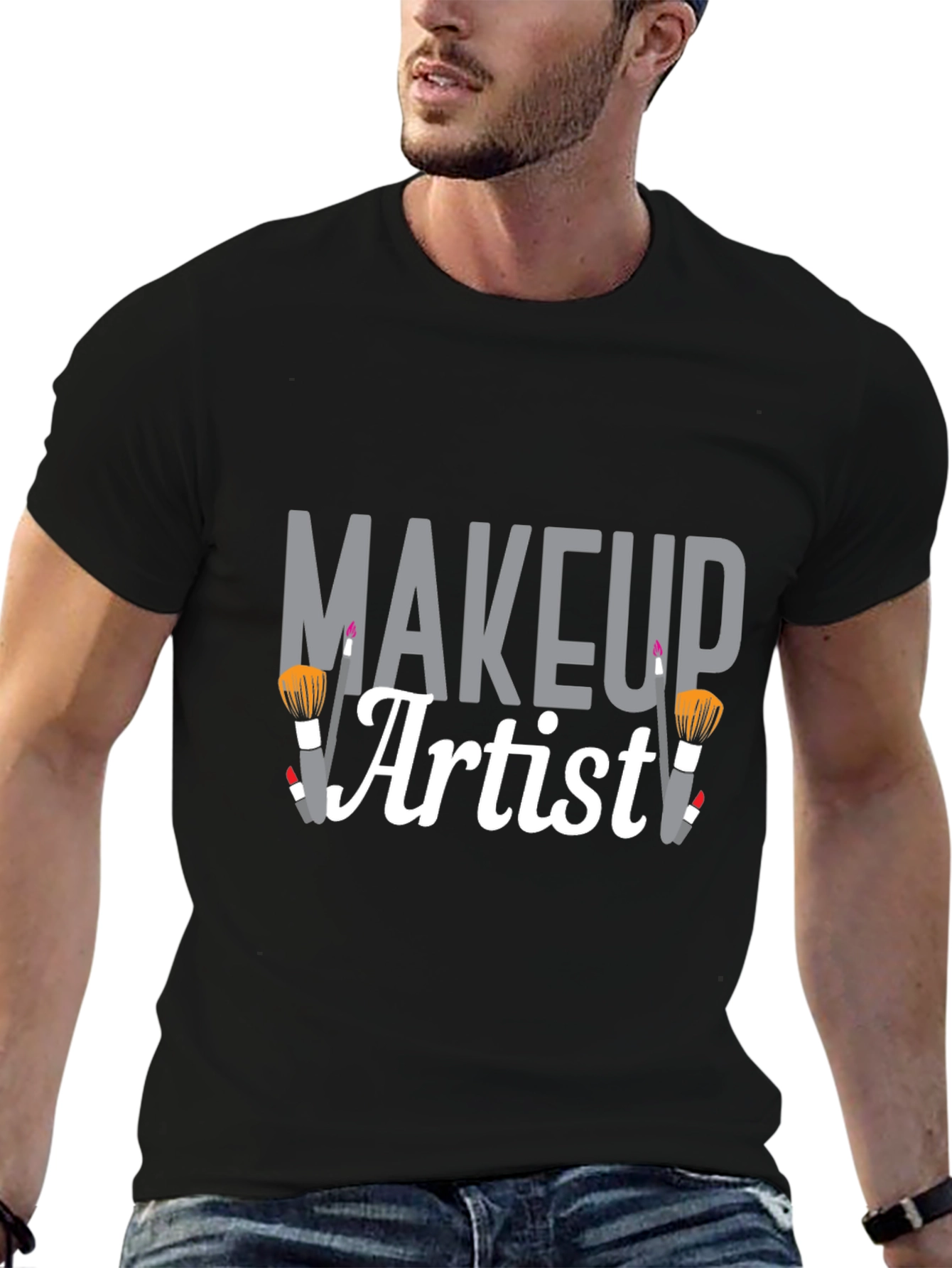 Makeup Artist Graphic Tee - Black Cotton T-Shirt