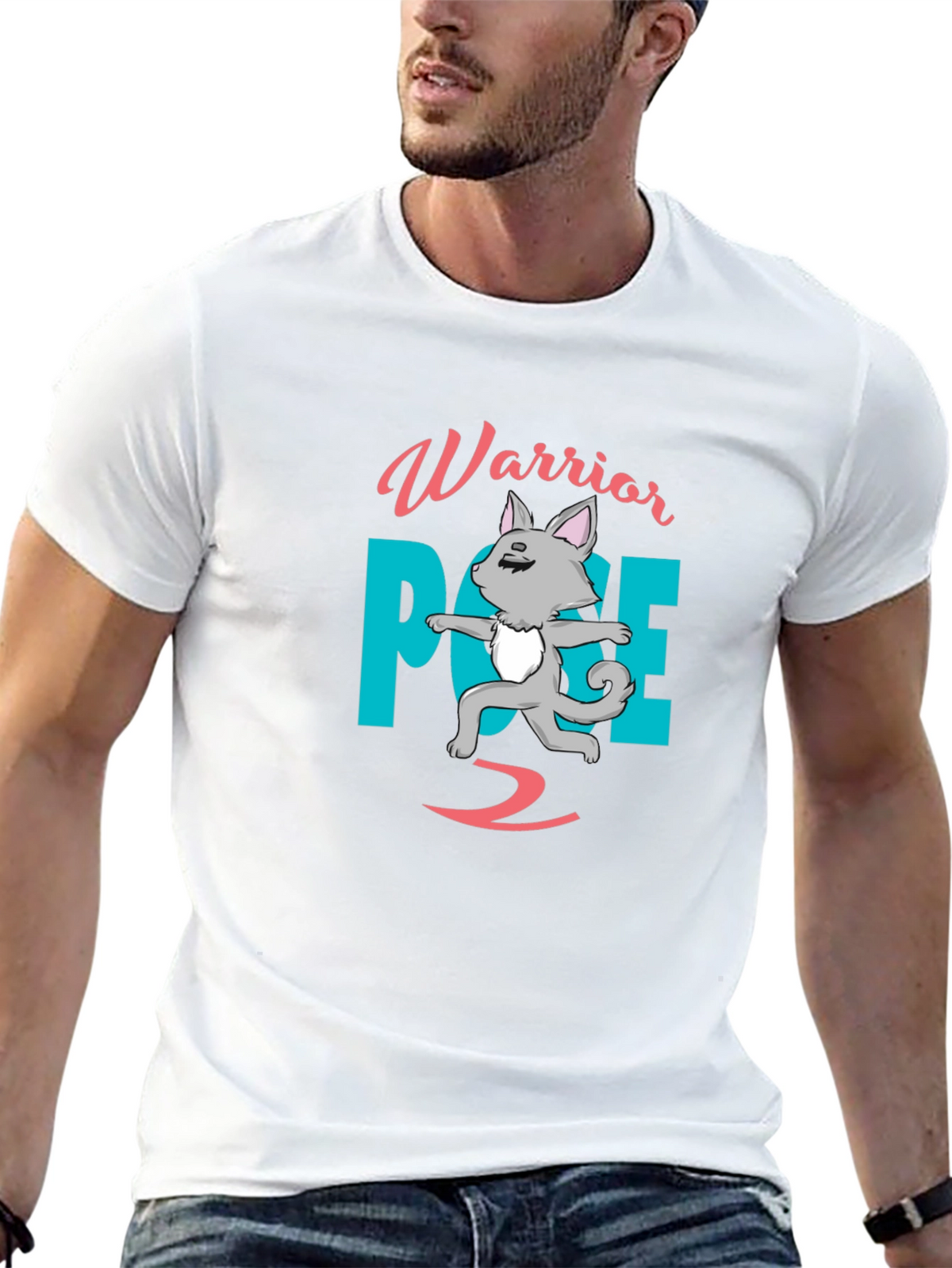 Warrior Pose 2 T-Shirt Yoga Cat Shirt
