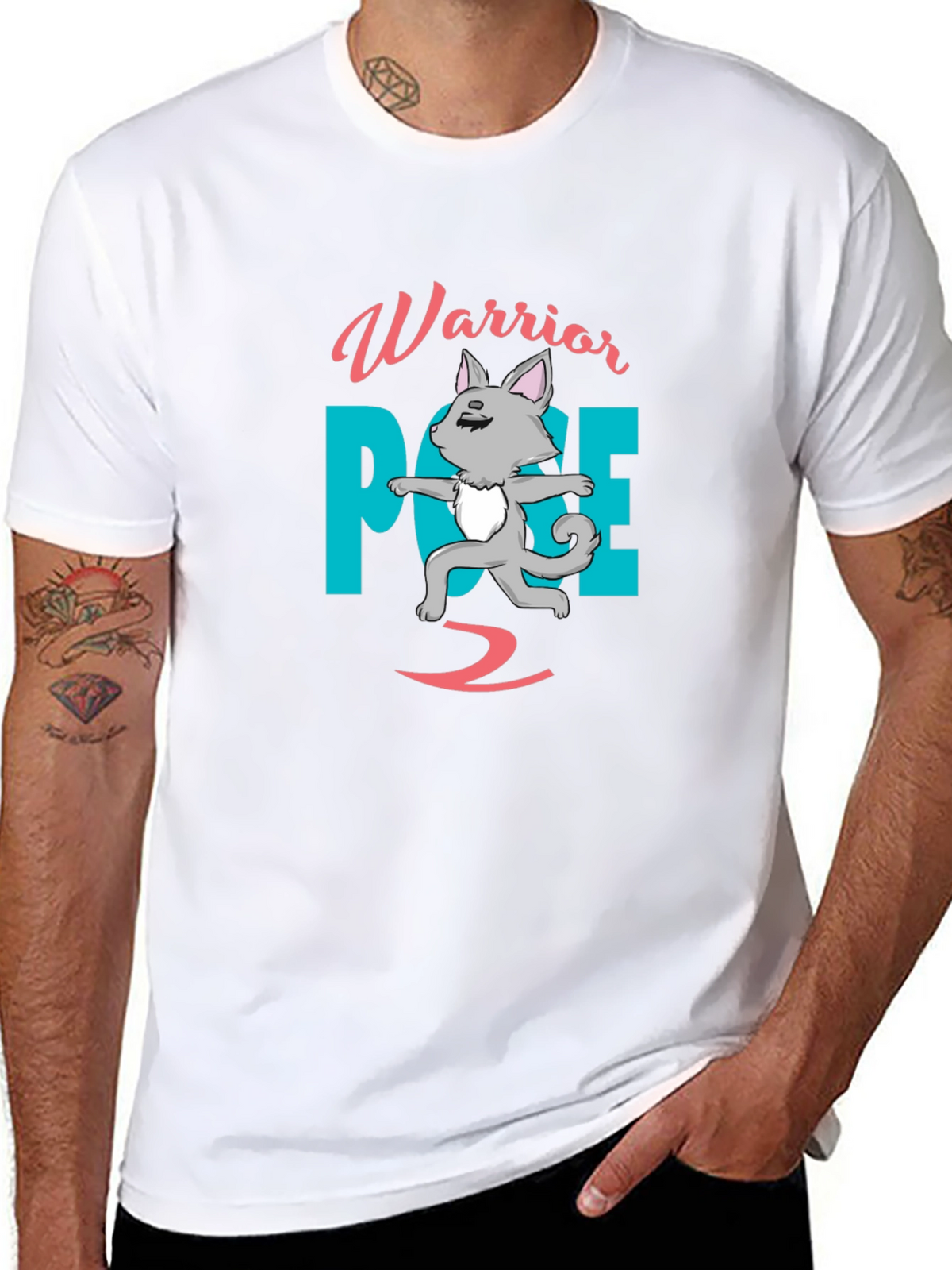 Warrior Pose 2 T-Shirt Yoga Cat Shirt