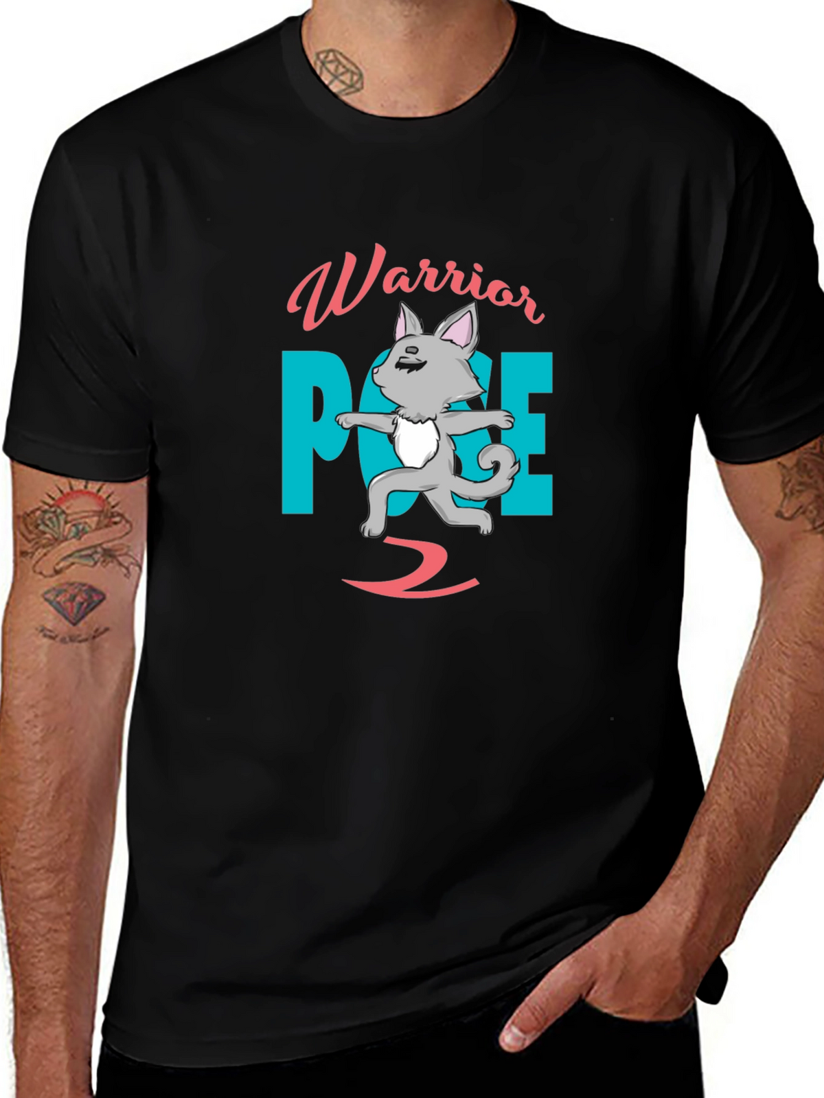 Warrior Pose 2 T-Shirt Yoga Cat Shirt