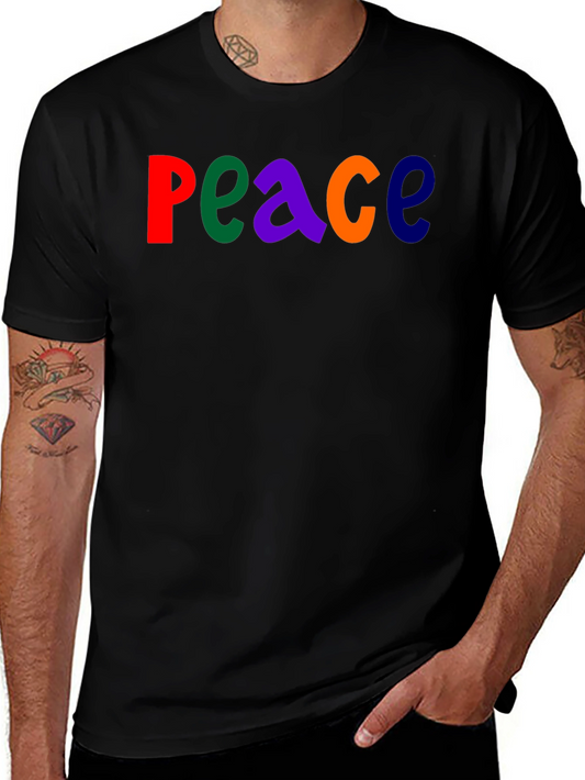 Colorful Peace Graphic T-Shirt - Black