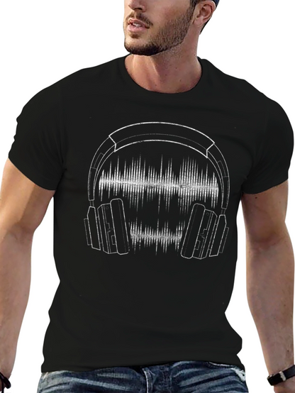 Headphone Soundwave Graphic Tee - Black Cotton