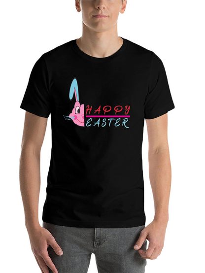 Happy Easter Bunny Graphic T-Shirt - Black