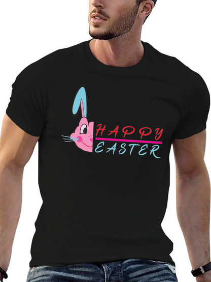 Happy Easter Bunny Graphic T-Shirt - Black