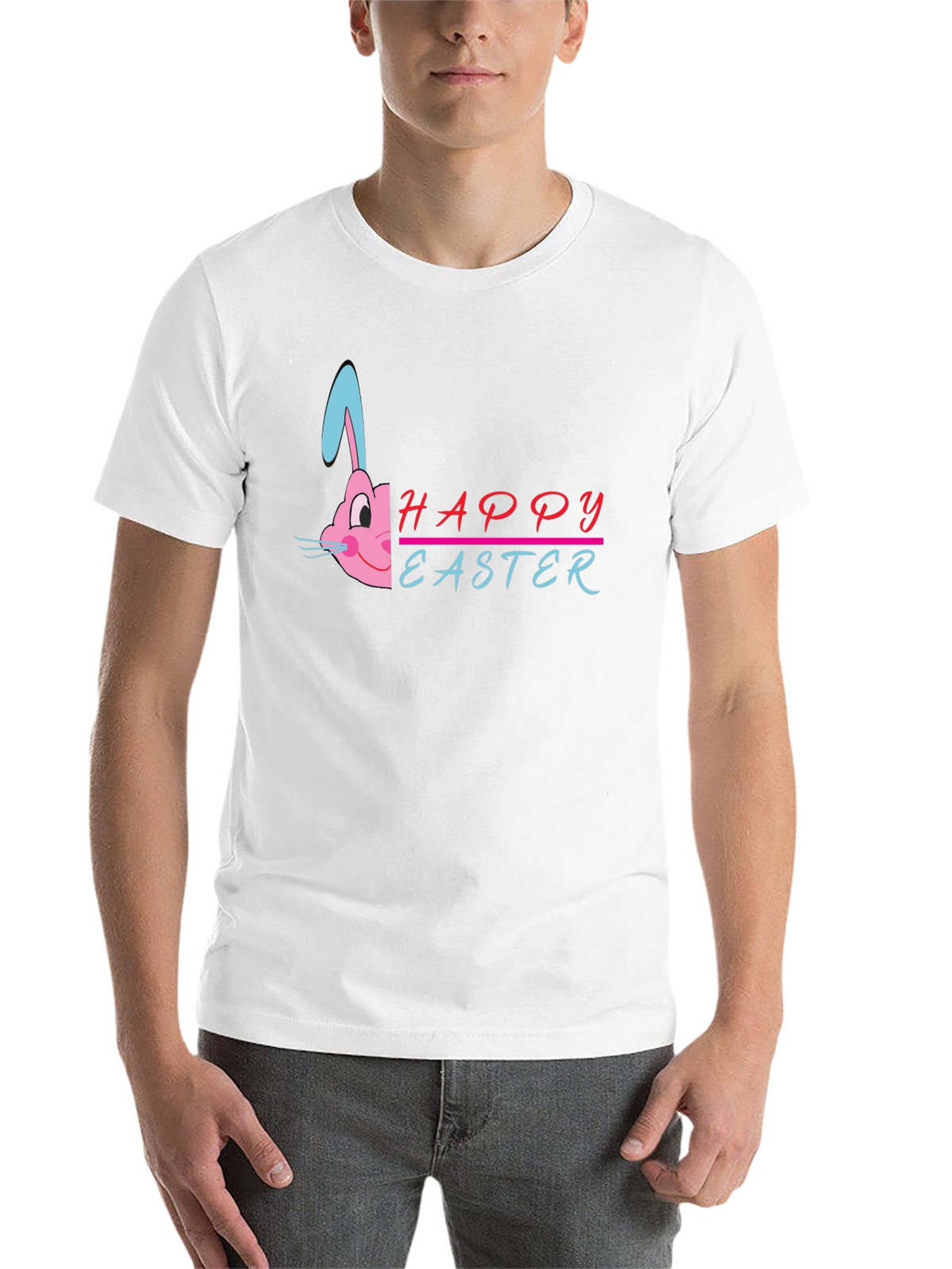 Happy Easter Bunny Graphic T-Shirt - Black