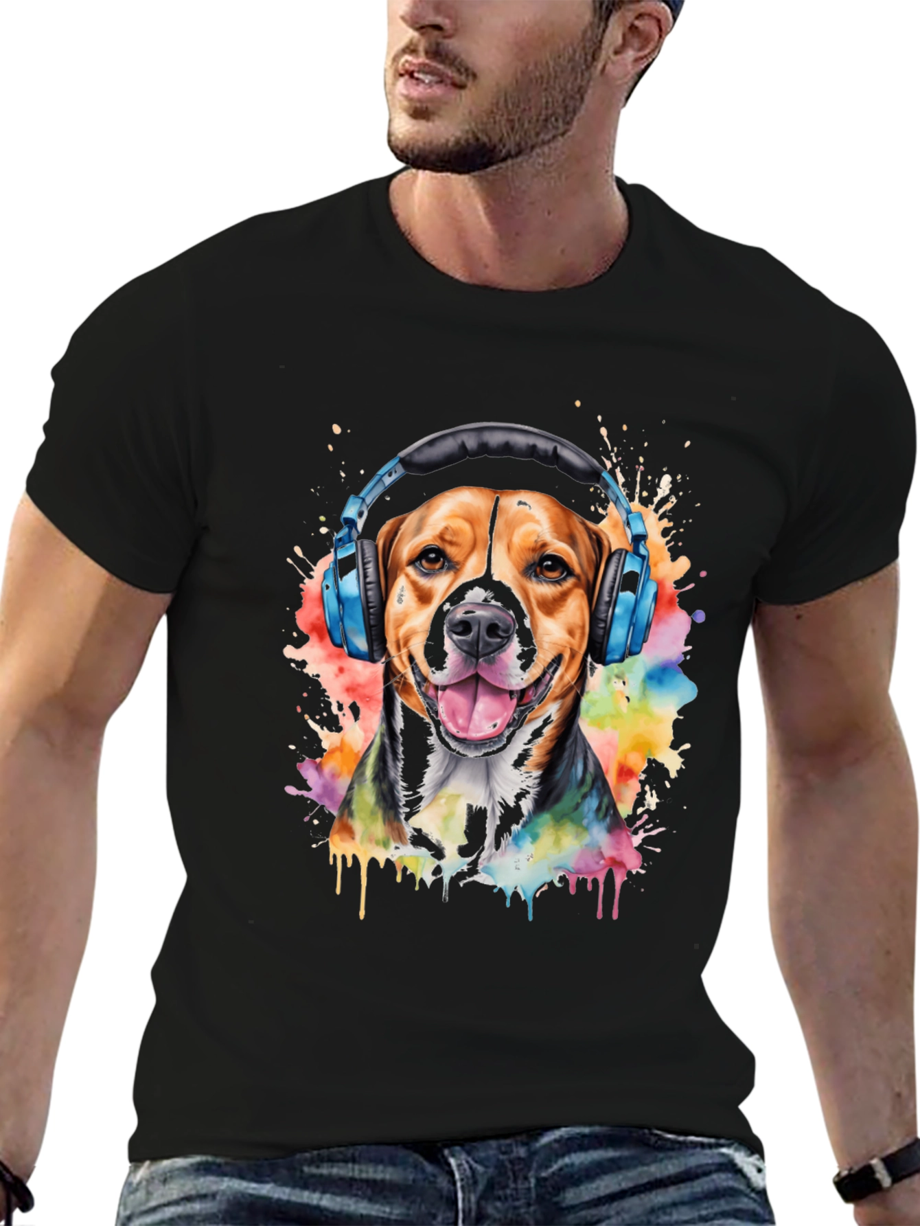Dog with Headphones Graphic Tee