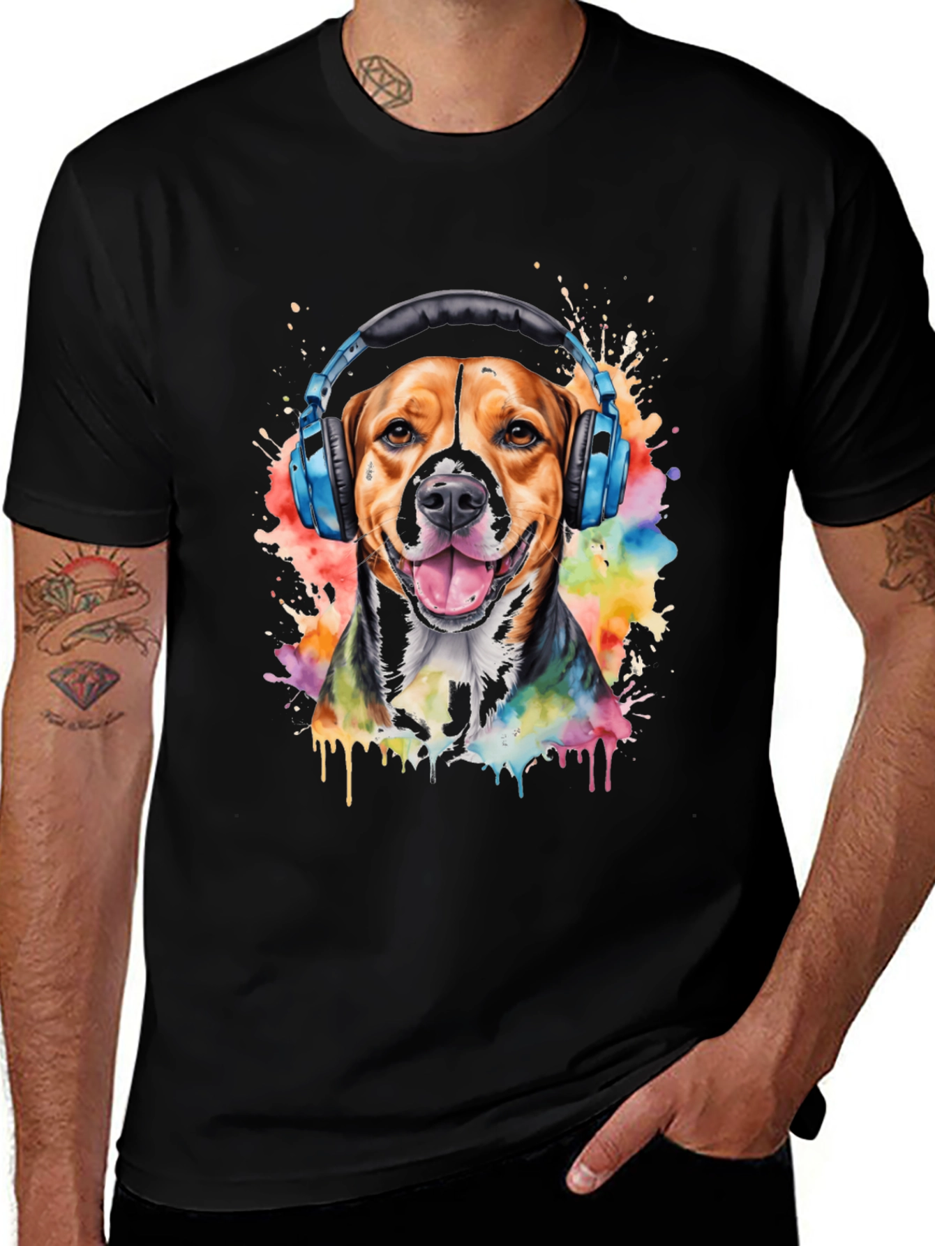 Dog with Headphones Graphic Tee