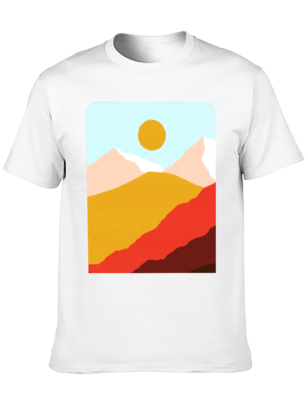 Mountains & Sun Graphic Tee - Black Casual T-Shirt