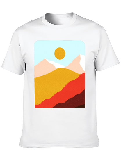Mountains & Sun Graphic Tee - Black Casual T-Shirt