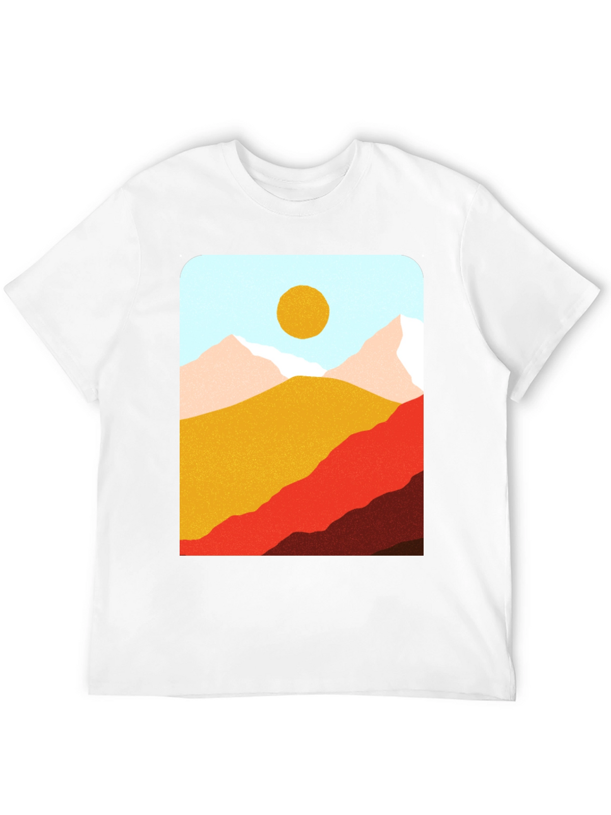 Mountains & Sun Graphic Tee - Black Casual T-Shirt