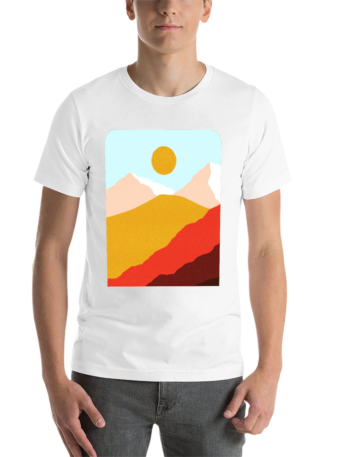 Mountains & Sun Graphic Tee - Black Casual T-Shirt