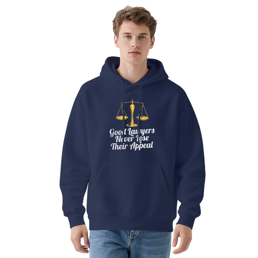 Lawyer Scale Funny Pun Slogan Navy Hoodie, Comfort Professional Casual Pullover