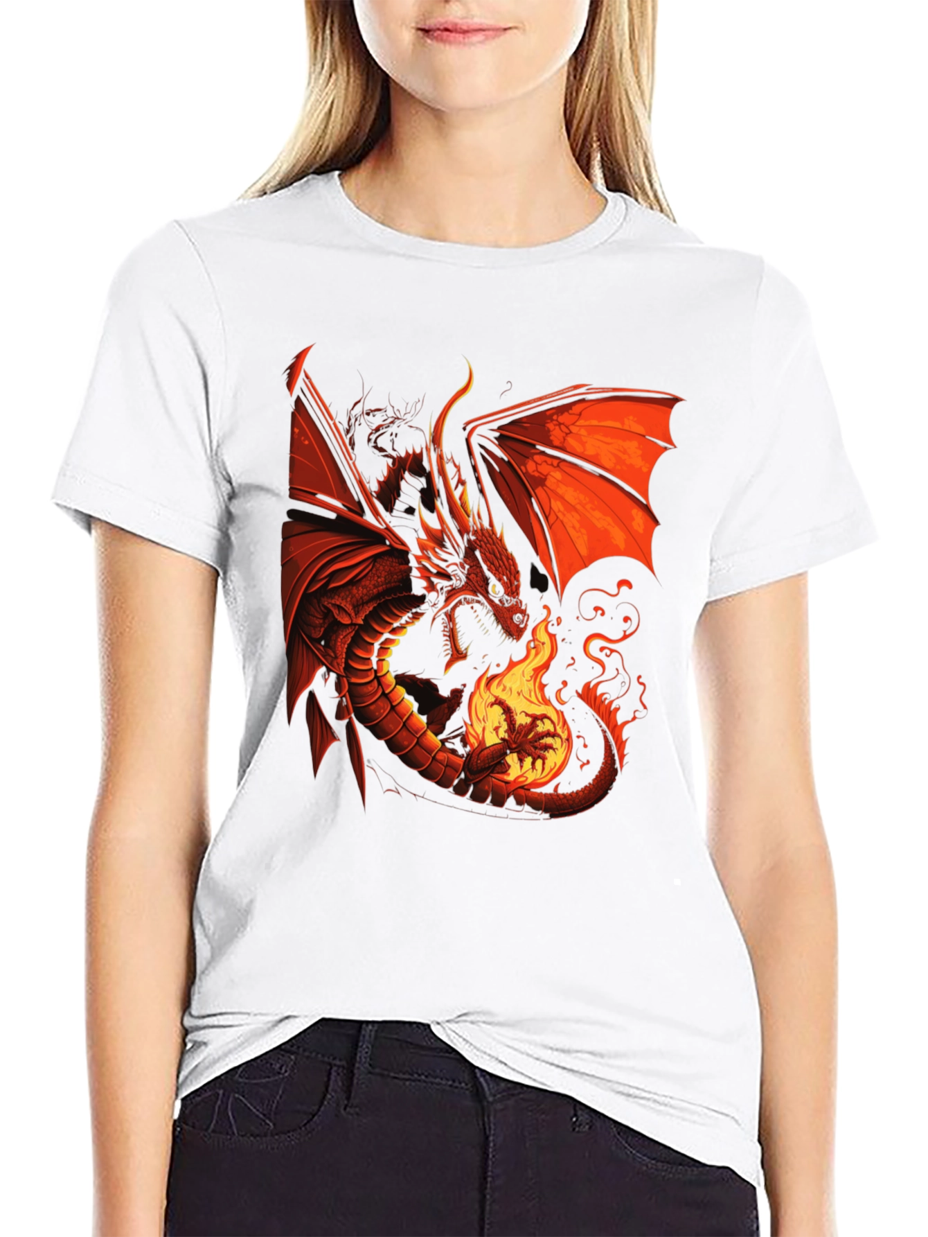 Fiery Dragon Graphic T-Shirt - Bold Statement Tee