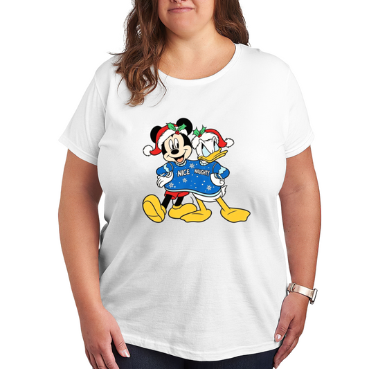 Christmas Vibe Mickey & Donald Duck Holiday Plus?Size Women T?Shirt