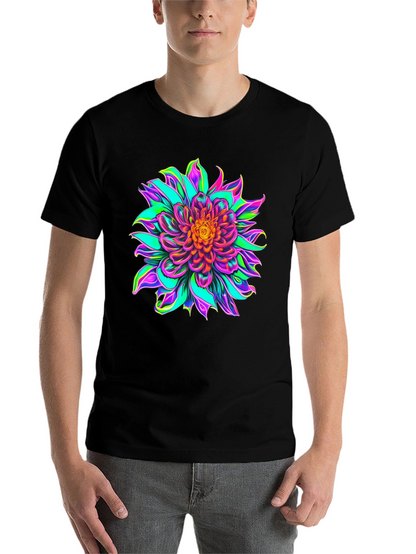Vibrant Floral Graphic Black T-Shirt