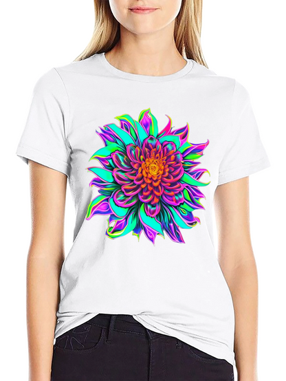 Vibrant Floral Graphic Black T-Shirt