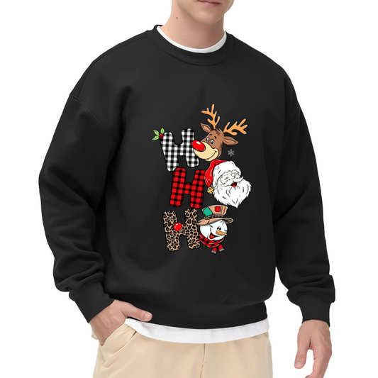Ho Ho Ho Plaid Leopard Santa Reindeer Snowman Christmas Crewneck Sweatshirt