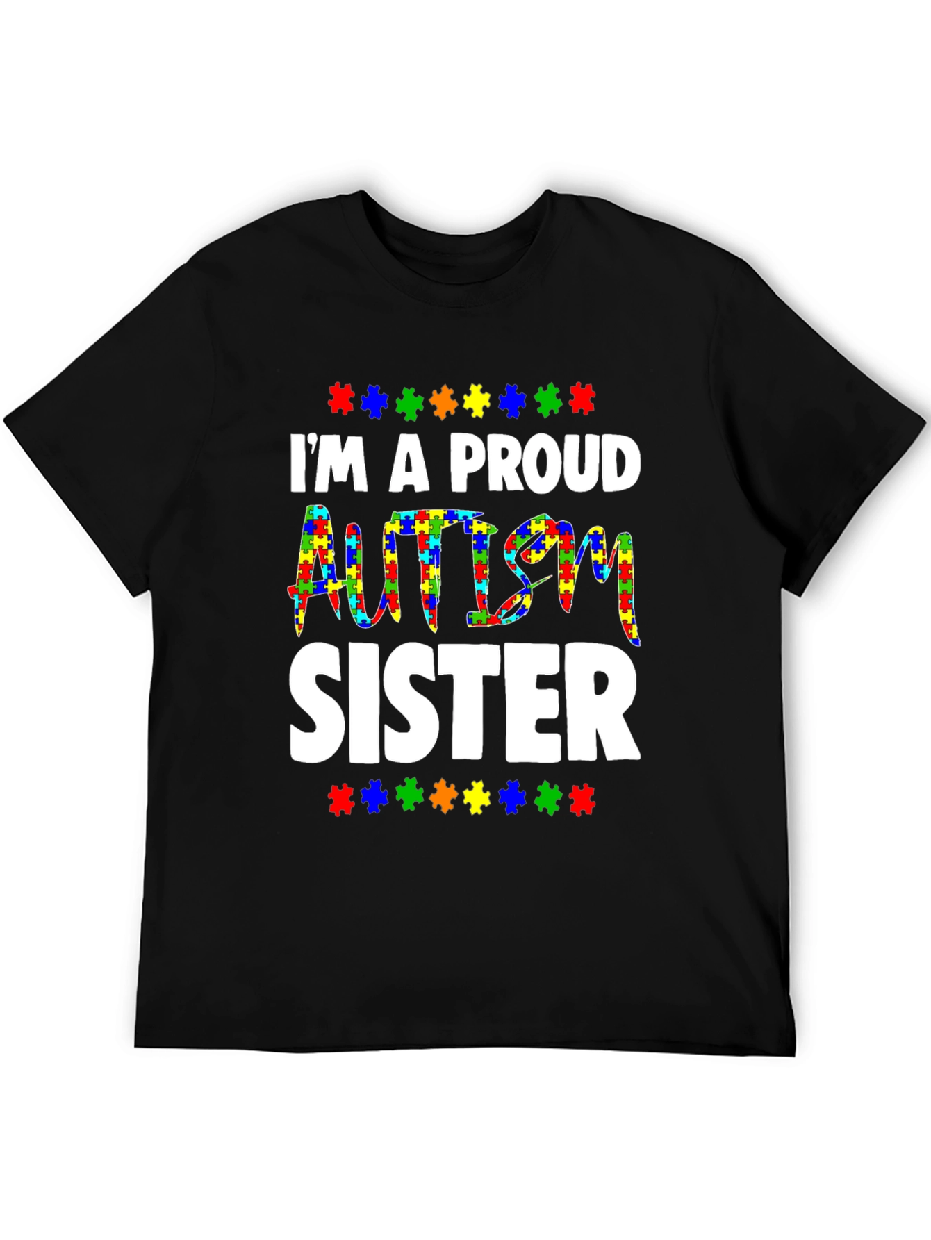 Proud Autism Sister T-Shirt - Puzzle Piece Design