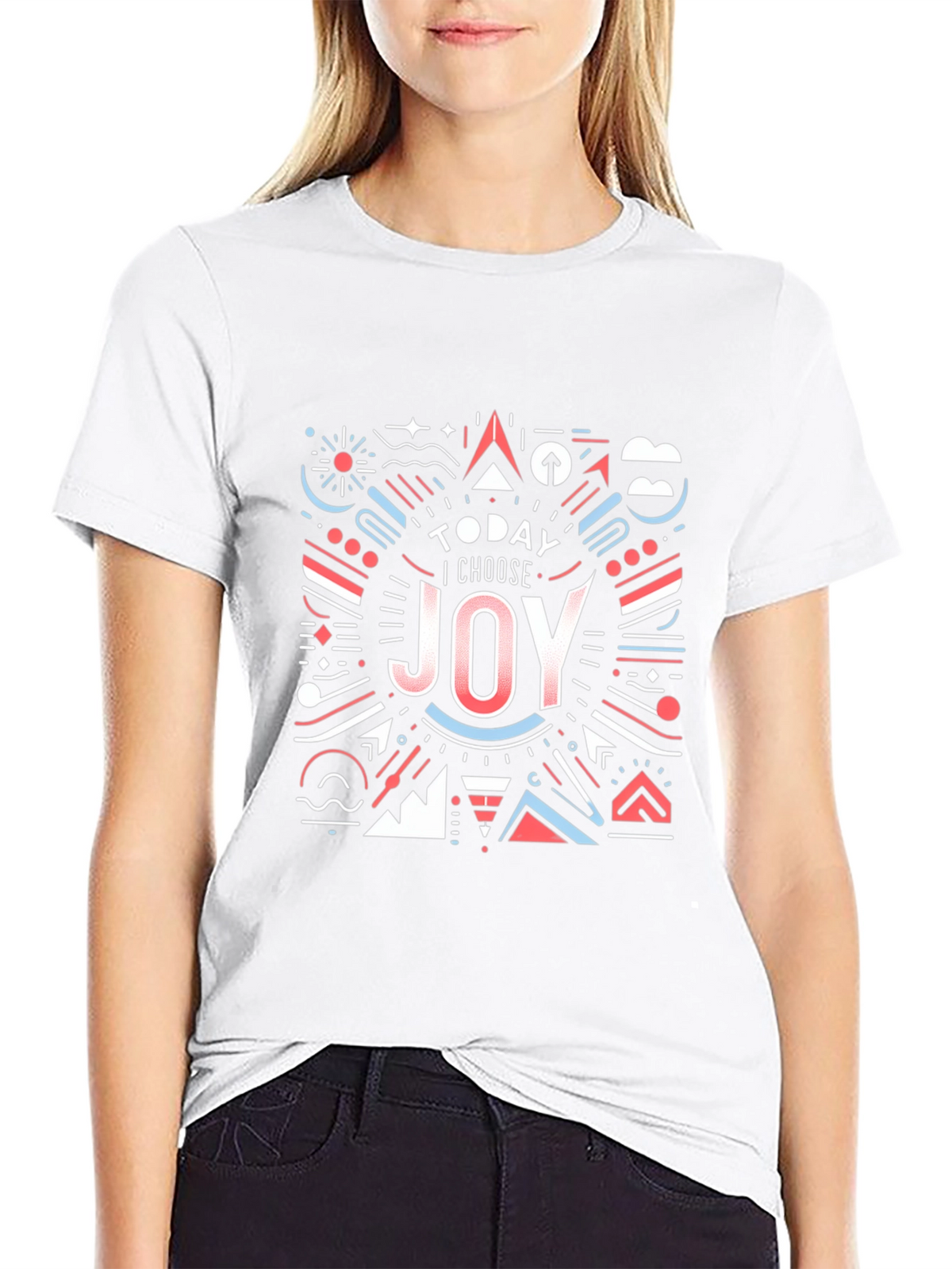 Choose Joy Graphic Tee - Modern Geometric Design