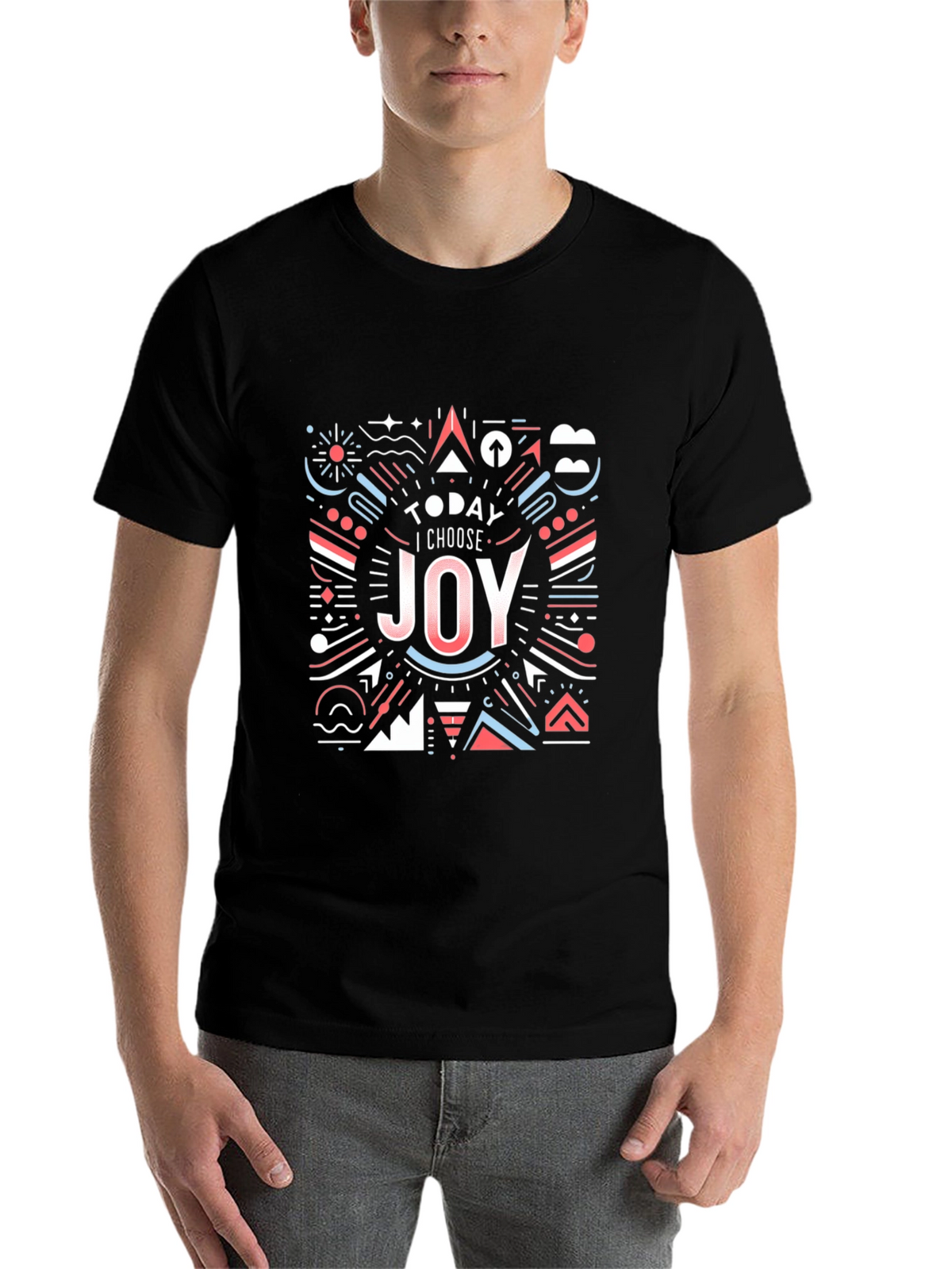 Choose Joy Graphic Tee - Modern Geometric Design