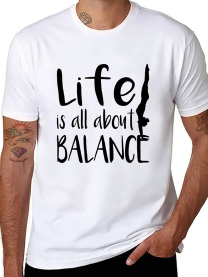 Life Balance Graphic Tee - Black Cotton Blend