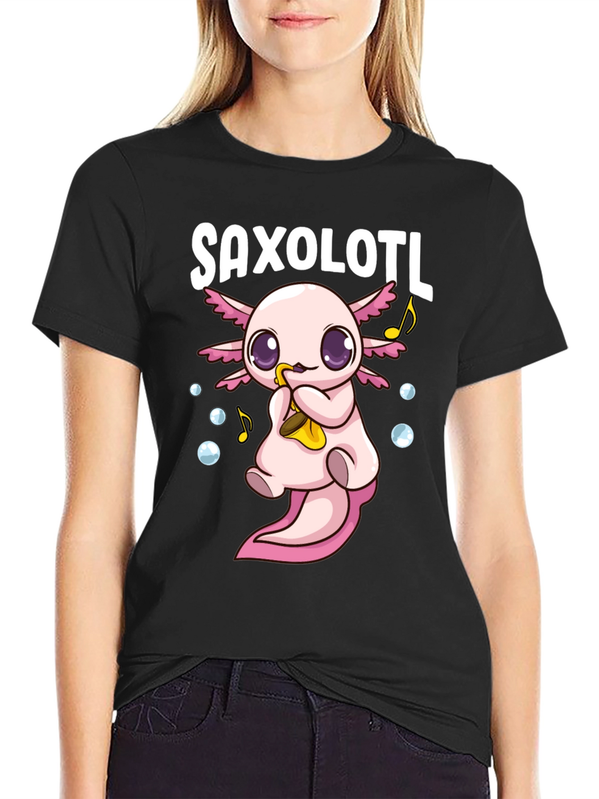 Saxolotl Funny Axolotl Saxophone T-Shirt