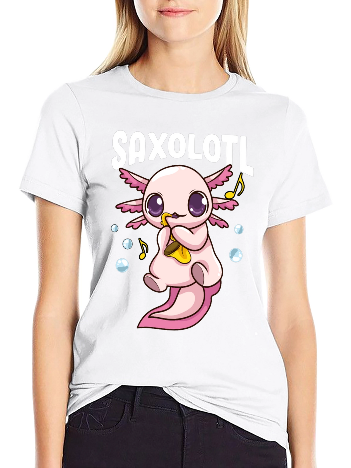 Saxolotl Funny Axolotl Saxophone T-Shirt