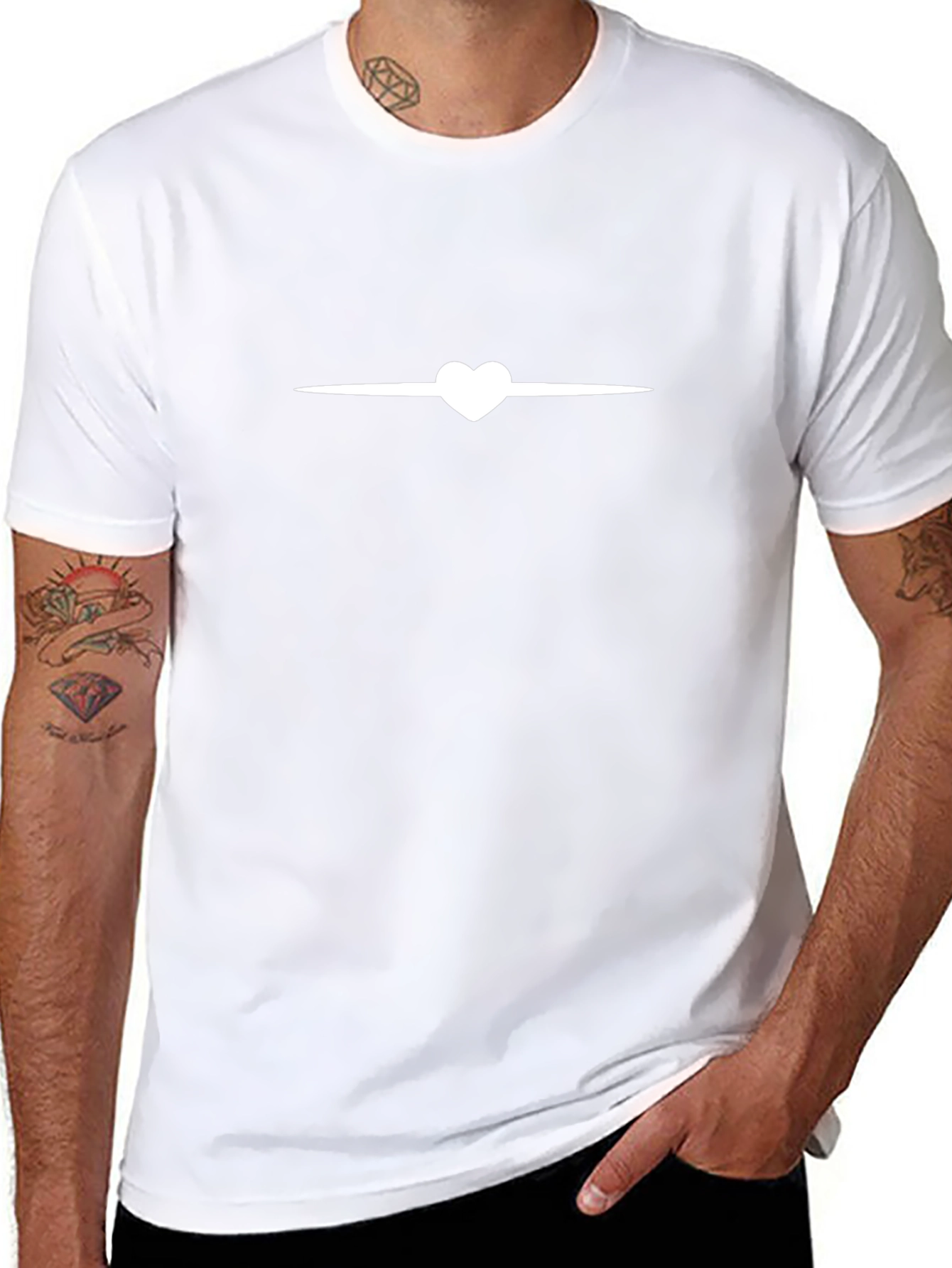 Heart Line Black T-Shirt - Stylish Casual Wear