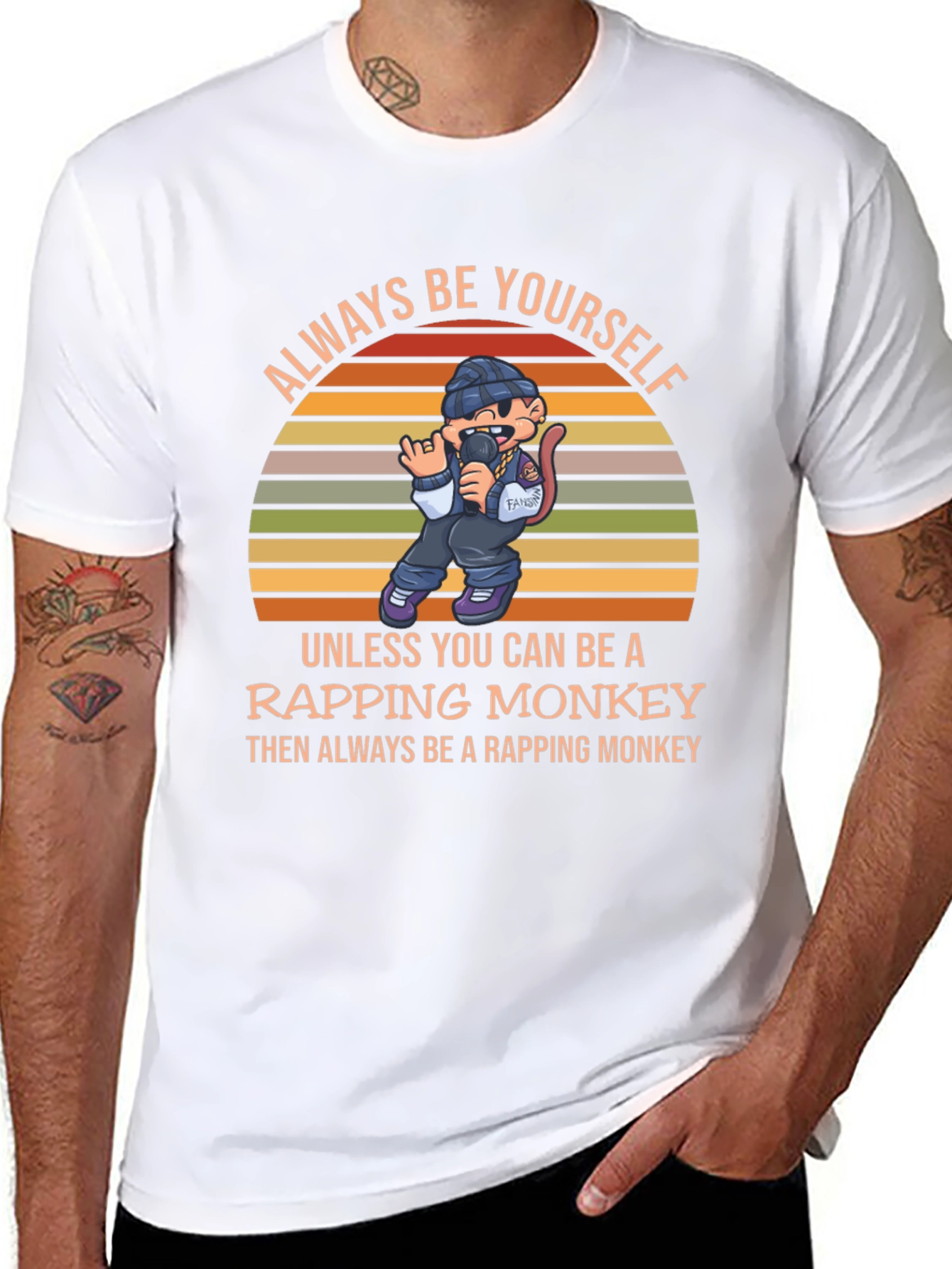 Rapping Monkey Graphic T-Shirt - Be Yourself