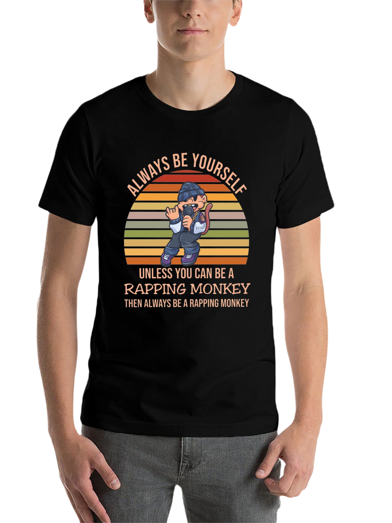 Rapping Monkey Graphic T-Shirt - Be Yourself