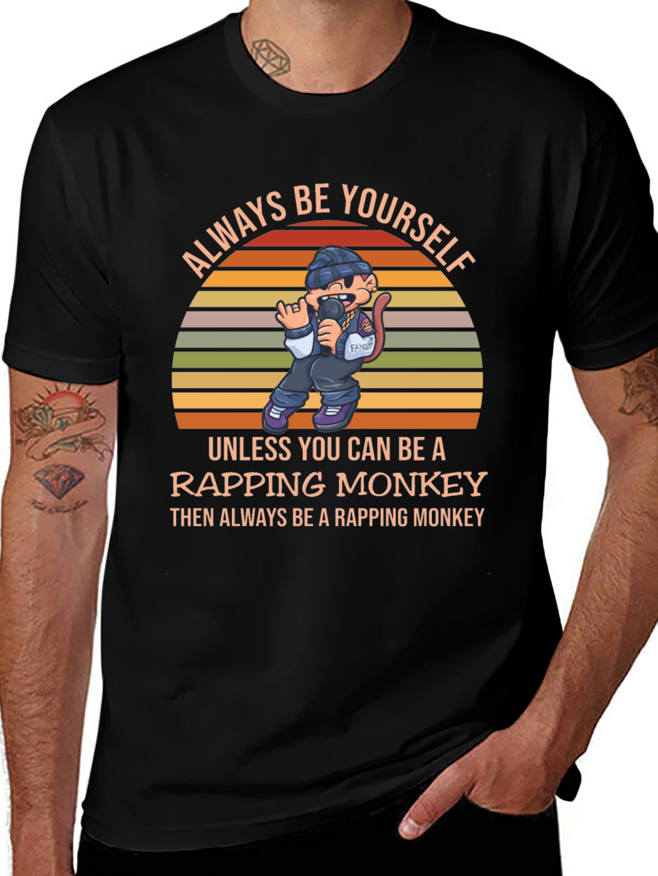 Rapping Monkey Graphic T-Shirt - Be Yourself
