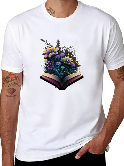 Floral Book T-Shirt - Literary Style