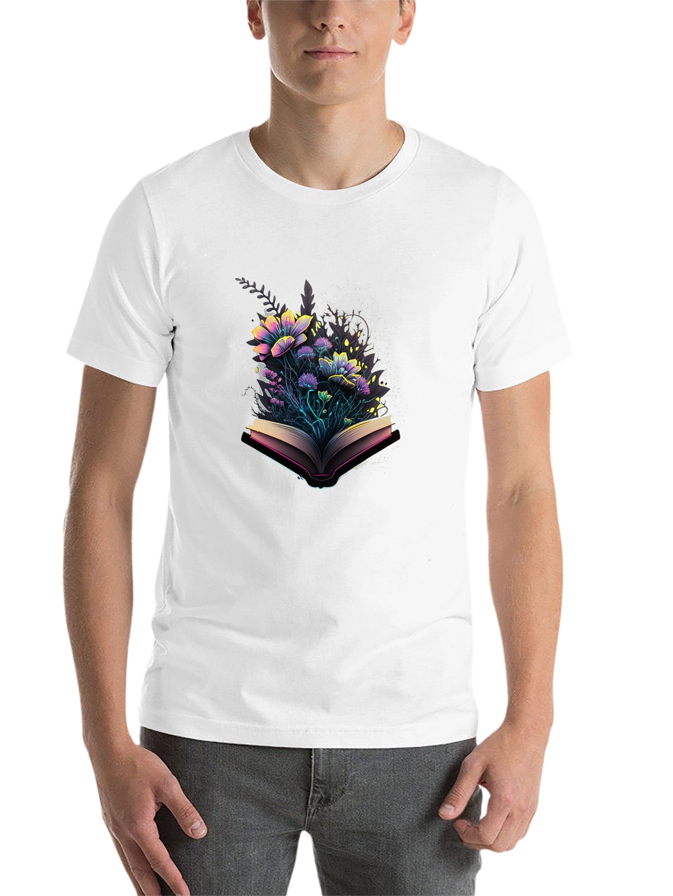Floral Book T-Shirt - Literary Style