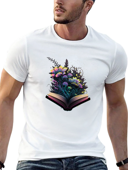 Floral Book T-Shirt - Literary Style