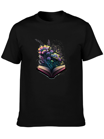 Floral Book T-Shirt - Literary Style