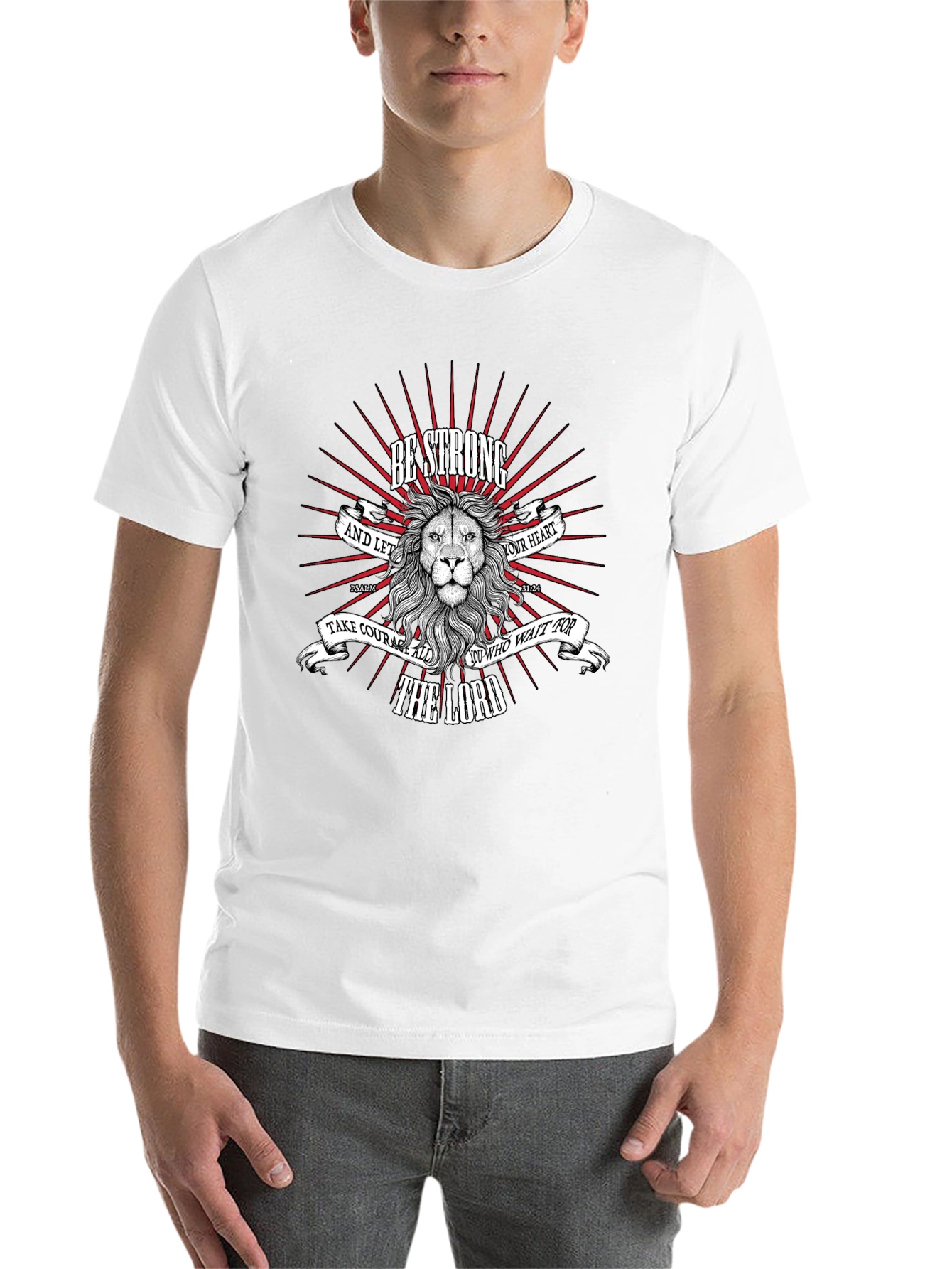 Be Strong Lion Graphic T-Shirt - Christian Apparel